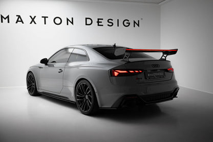 Carbon Heckspoiler Heckflügel Standfuß Außen V.2 + LED passend für Audi A5 / A5 S-Line / S5 / RS5 Coupe F5 / F5 FL