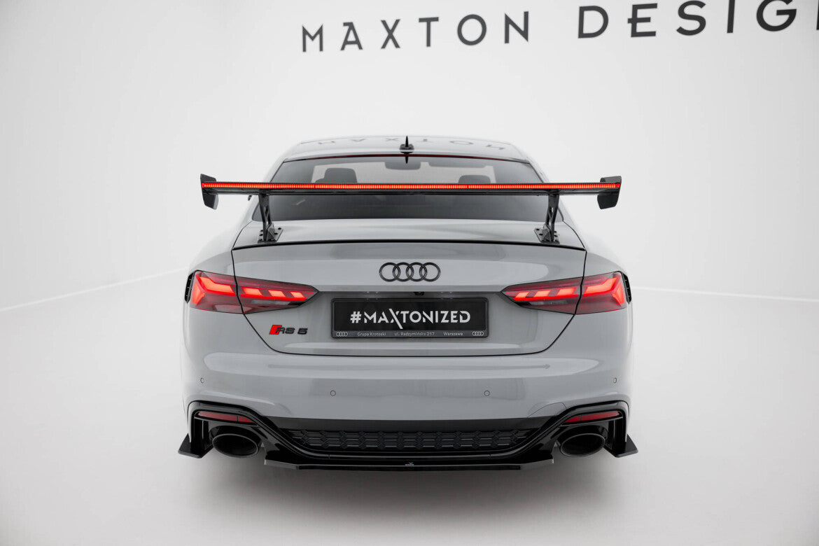 Carbon Heckspoiler Heckflügel Standfuß Außen V.2 + LED passend für Audi A5 / A5 S-Line / S5 / RS5 Coupe F5 / F5 FL