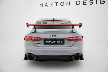 Carbon Heckspoiler Heckflügel Standfuß Außen V.2 + LED passend für Audi A5 / A5 S-Line / S5 / RS5 Coupe F5 / F5 FL