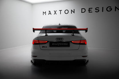 Carbon Heckspoiler Heckflügel Standfuß Innen + LED passend für Audi A3 / A3 S-Line / S3 / RS3 Limousine 8V / 8V FL