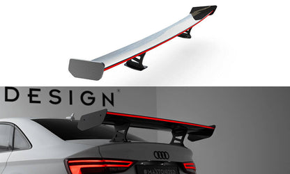 Carbon Heckspoiler Heckflügel Standfuß Innen + LED passend für Audi A3 / A3 S-Line / S3 / RS3 Limousine 8V / 8V FL