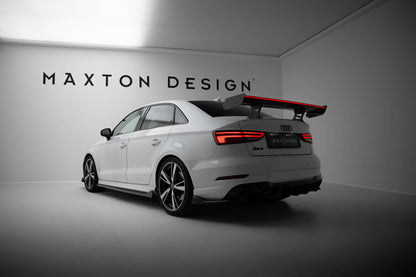 Carbon Heckspoiler Heckflügel Standfuß Innen + LED passend für Audi A3 / A3 S-Line / S3 / RS3 Limousine 8V / 8V FL