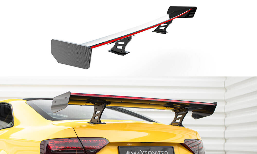Carbon Heckspoiler Heckflügel Standfuß Innen + LED passend für Audi A5 Coupe 8T