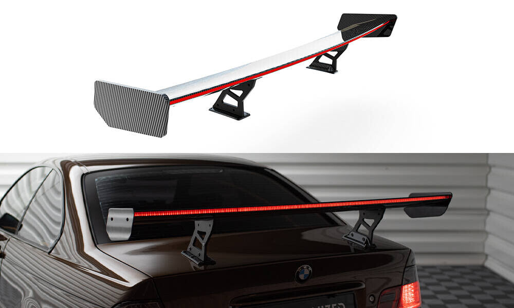 Carbon Heckspoiler Heckflügel Standfuß Innen + LED passend für BMW 3er Coupe E46