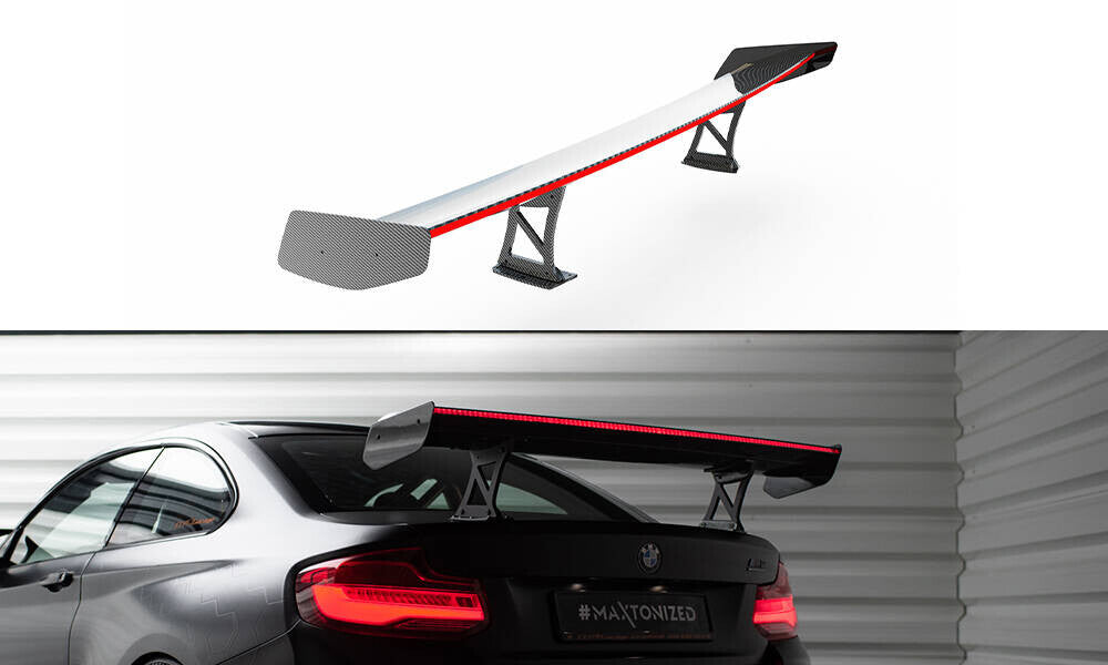 Carbon Heckspoiler Heckflügel Standfuß Innen + LED passend für BMW M2 F87 / 2 / 2 M-Paket F22