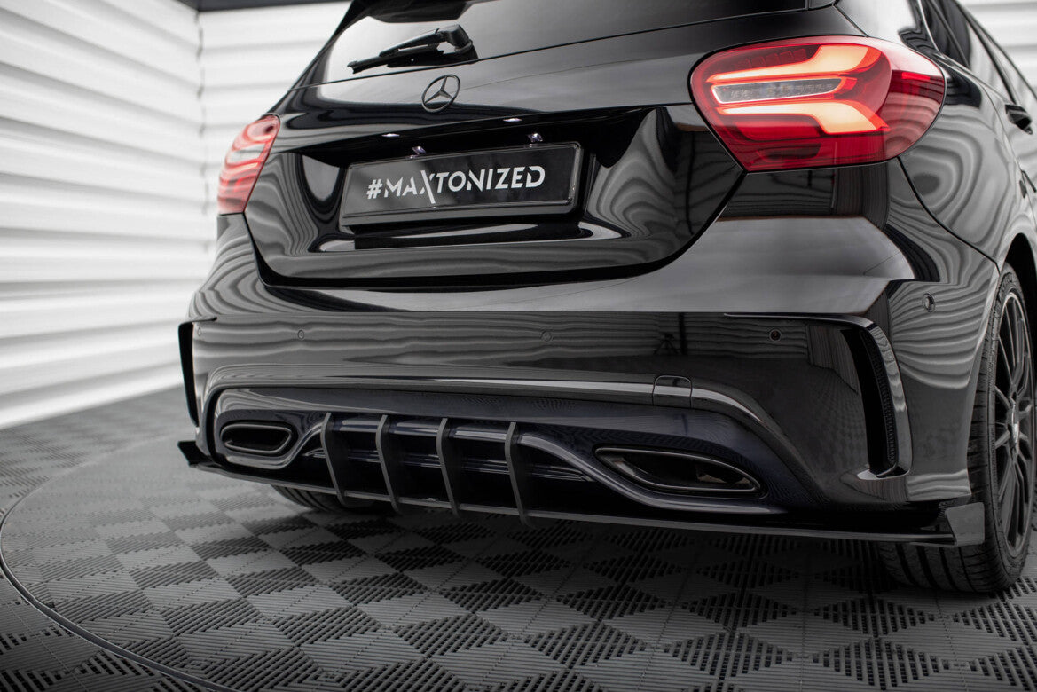 Diffusor Flaps passend für Mercedes A AMG-Line W176 FL schwarz Hochglanz