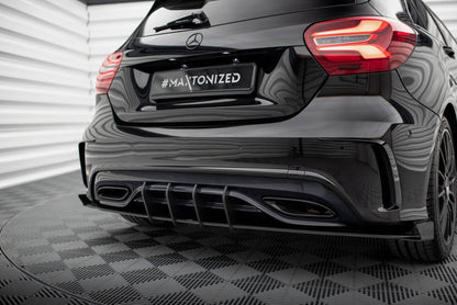 Diffusor Flaps passend für Mercedes A AMG-Line W176 FL schwarz Hochglanz