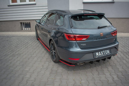 Diffusor Flaps V.1 passend für Seat Leon Mk3 CUPRA ST FL schwarz+rot Hochglanz