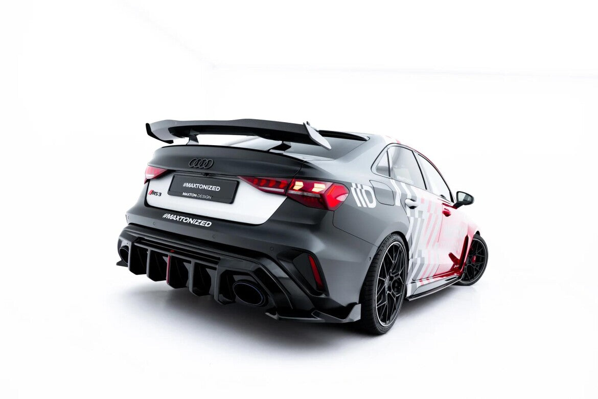 Diffusor Flaps V.2 passend für Audi RS3 Limousine 8Y Facelift schwarz Hochglanz