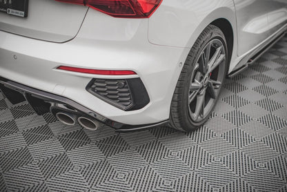 Diffusor Flaps V.2 passend für Audi S3 / A3 S-Line Sportback 8Y schwarz Hochglanz