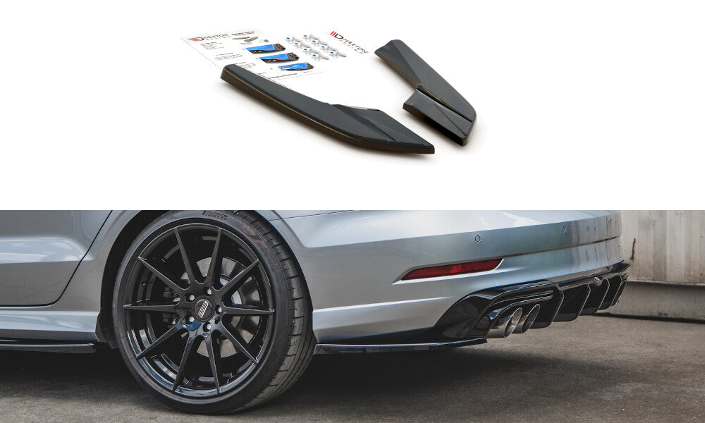 Diffusor Flaps V.2 passend für Audi S3 Limousine 8V FL schwarz Hochglanz