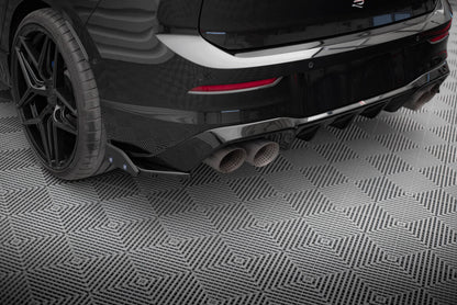 Diffusor Flaps V.5 passend für VW Golf R Hatchback Mk8 FL schwarz Hochglanz + Flaps matt