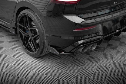 Diffusor Flaps V.6 passend fürVW Golf R Hatchback Mk8 FL schwarz Hochglanz + Flaps matt
