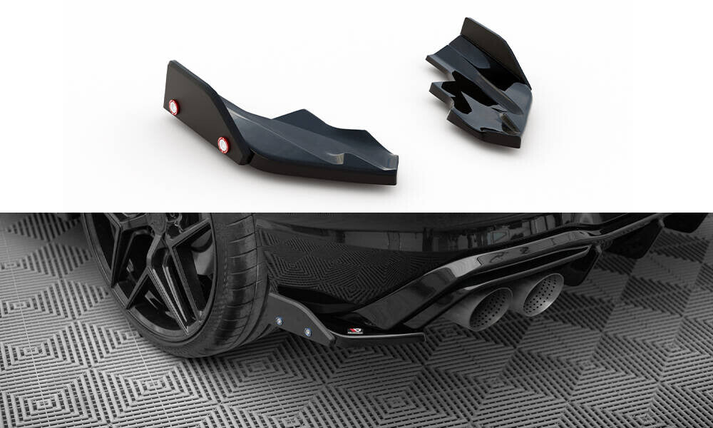 Diffusor Flaps V.6 passend fürVW Golf R Hatchback Mk8 FL schwarz Hochglanz + Flaps matt