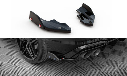 Diffusor Flaps V.6 passend fürVW Golf R Hatchback Mk8 FL schwarz Hochglanz + Flaps matt
