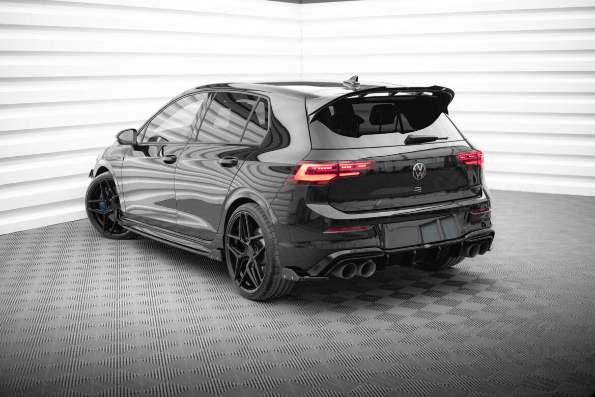 Diffusor Flaps V.6 passend fürVW Golf R Hatchback Mk8 FL schwarz Hochglanz + Flaps matt