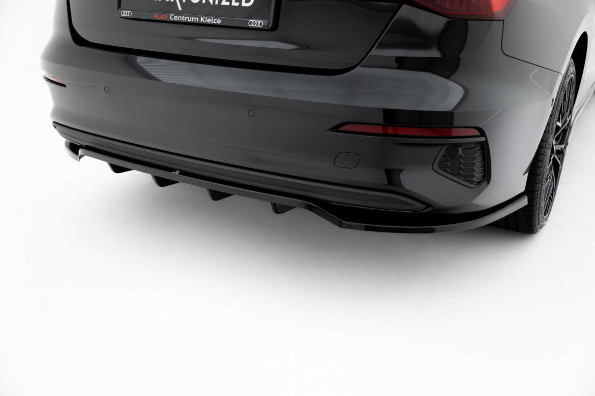 Diffusor Heckansatz passend für Audi A3 Limousine 8Y schwarz Hochglanz