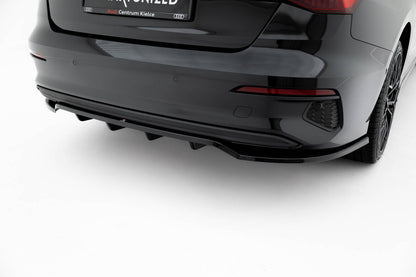 Diffusor Heckansatz passend für Audi A3 Limousine 8Y schwarz Hochglanz