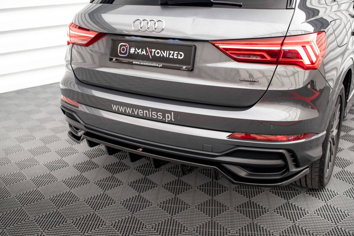 Diffusor Heckansatz passend für Audi Q3 S-Line SUV F3 schwarz Hochglanz