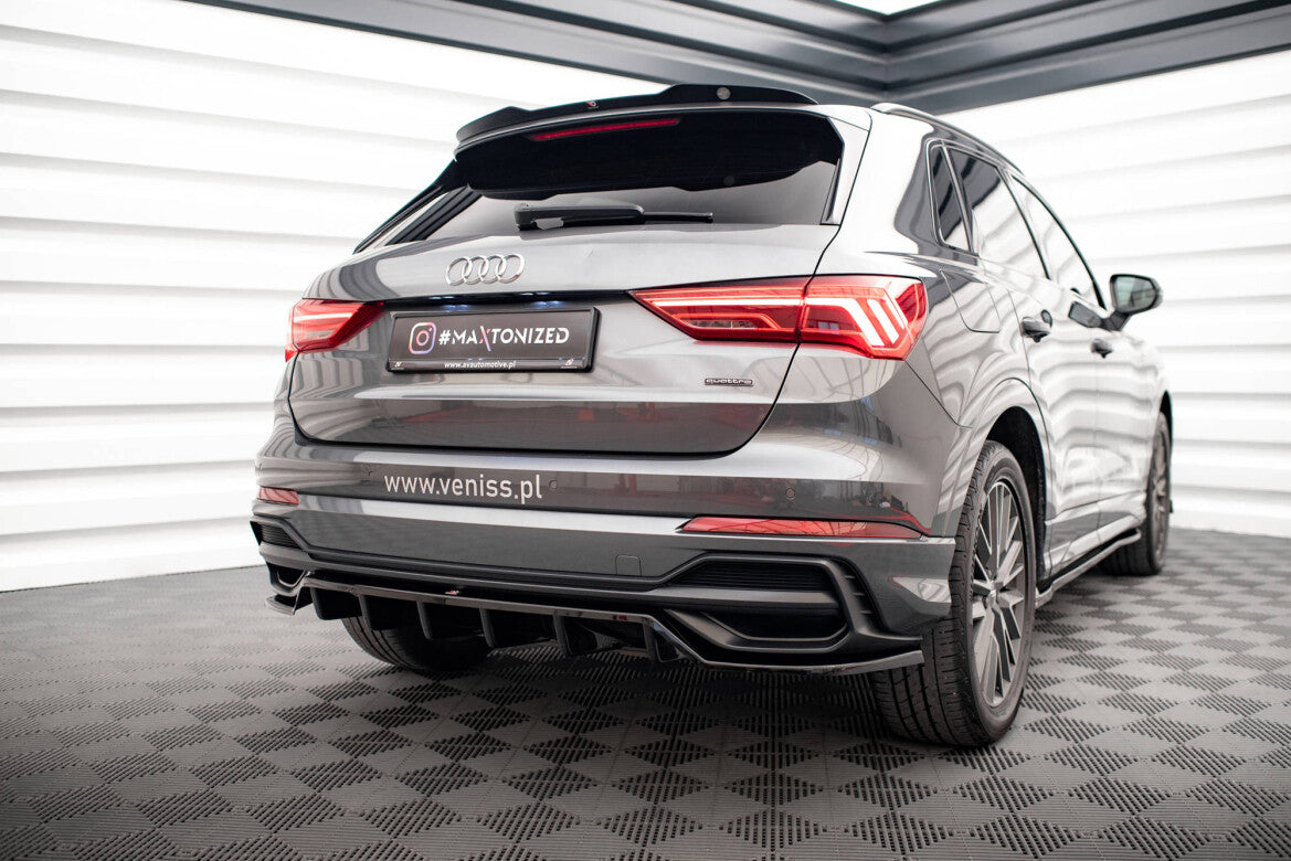 Diffusor Heckansatz passend für Audi Q3 S-Line SUV F3 schwarz Hochglanz