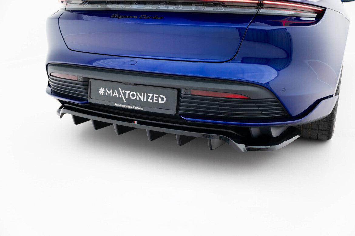 Diffusor Heckansatz passend für Porsche Taycan Turbo S Mk1 schwarz Hochglanz