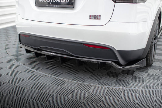 Diffusor Heckansatz passend für Tesla Model X Mk1 FL schwarz Hochglanz