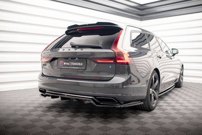 Diffusor Heckansatz passend für Volvo V90 / S90 R-Design Mk2 schwarz Hochglanz