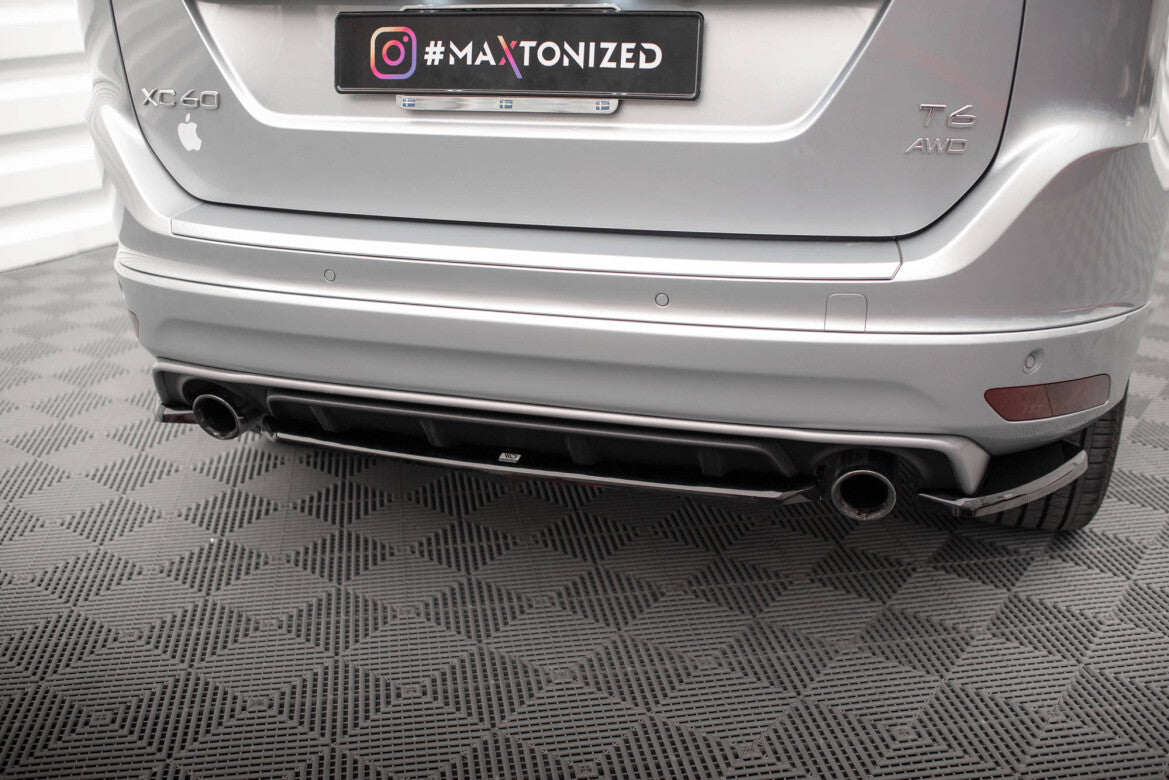 Diffusor Heckansatz passend für Volvo XC60 R-Design Mk1 FL schwarz Hochglanz