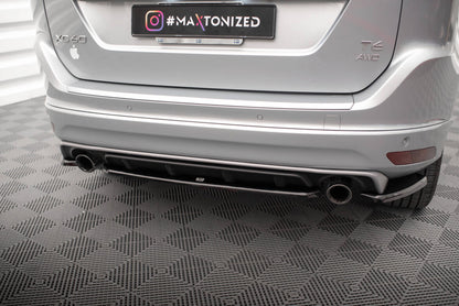 Diffusor Heckansatz passend für Volvo XC60 R-Design Mk1 FL schwarz Hochglanz