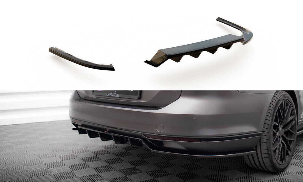 Diffusor Heckansatz passend für VW Passat Limousine / Variant B8 schwarz Hochglanz