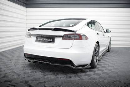 Diffusor Heckansatz V.1 passend für Tesla Model S Plaid Mk1 FL schwarz Hochglanz