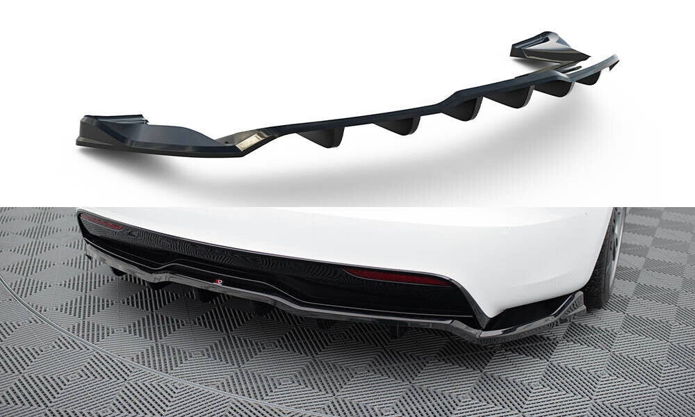 Diffusor Heckansatz V.1 passend für Tesla Model S Plaid Mk1 FL schwarz Hochglanz