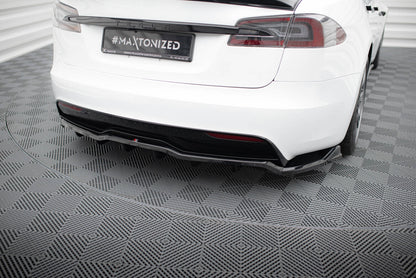 Diffusor Heckansatz V.1 passend für Tesla Model S Plaid Mk1 FL schwarz Hochglanz