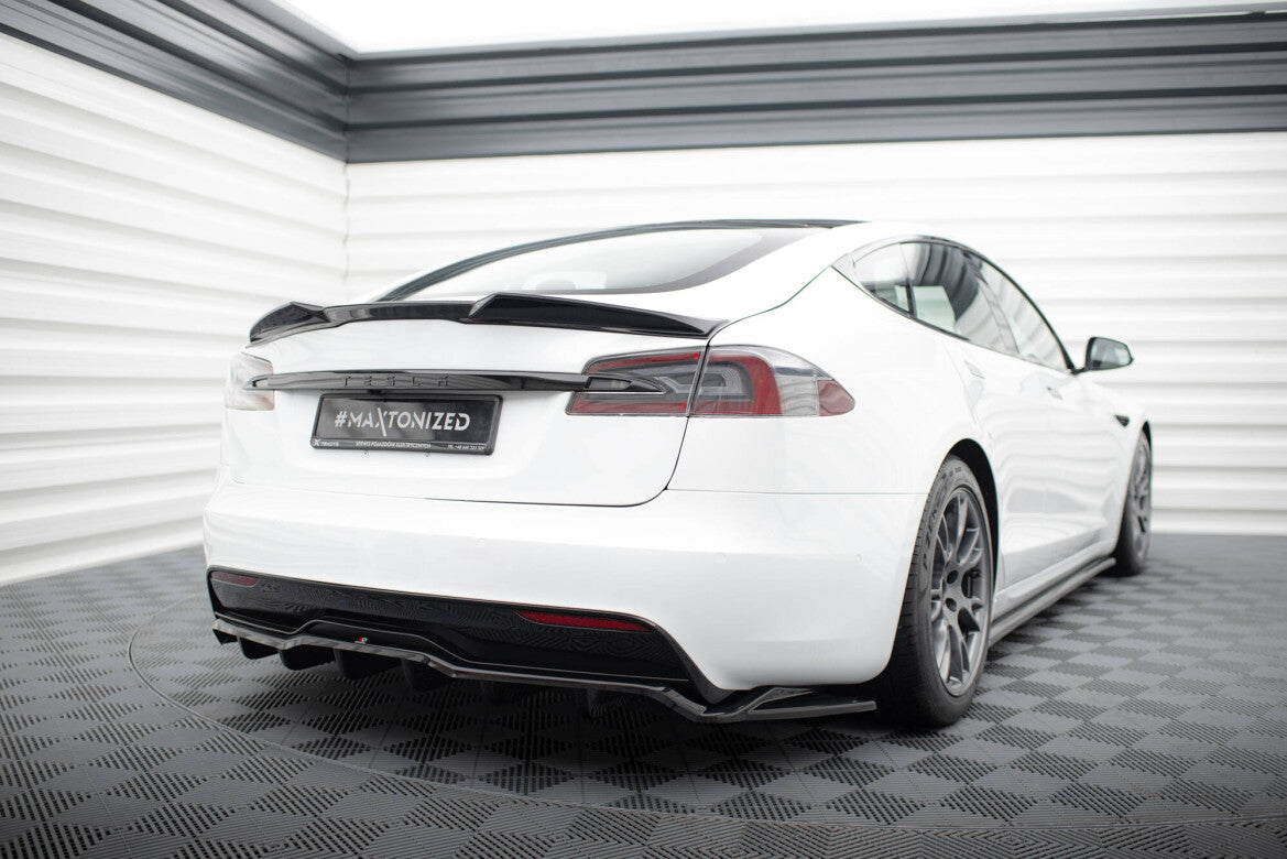 Diffusor Heckansatz V.2 passend für Tesla Model S Plaid Mk1 FL schwarz Hochglanz