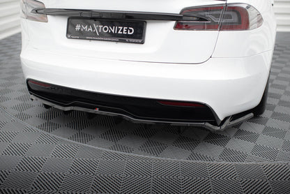 Diffusor Heckansatz V.2 passend für Tesla Model S Plaid Mk1 FL schwarz Hochglanz
