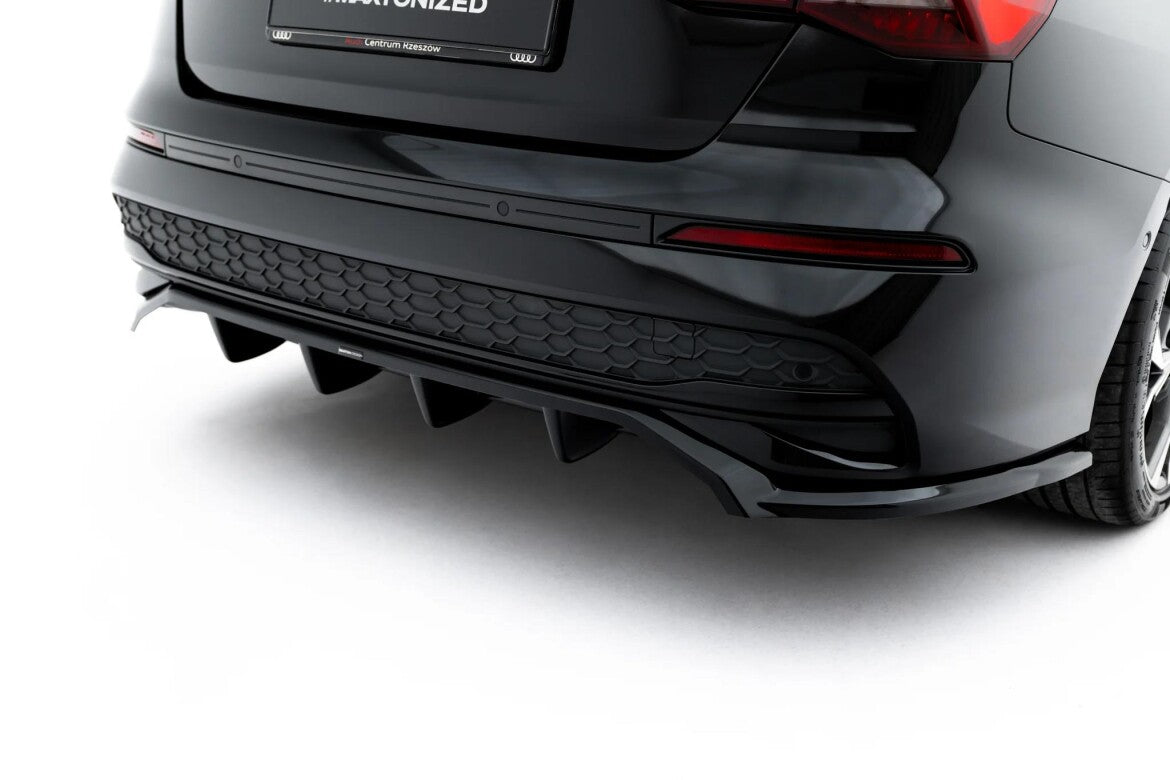 Diffusor RACE passend für Audi A3 Limousine 8Y Facelift schwarz Hochglanz