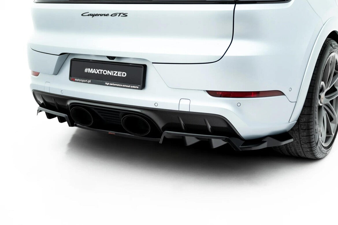 Diffusor RACE passend für Porsche Cayenne GTS / Turbo Sport Pack / Turbo E-Hybrid GT Pack Coupe Mk3 Facelift schwarz Hochglanz