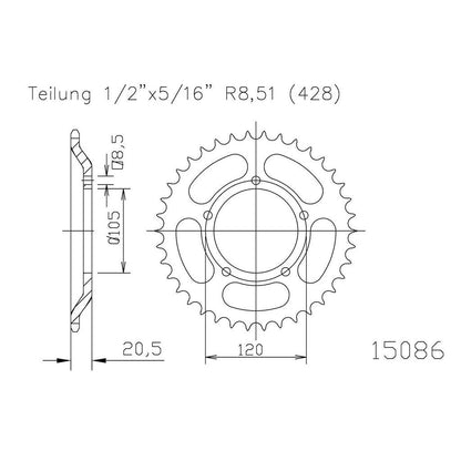 DID Kettensatz für Generic Trigger 125 SM 12-15 428 D Kettenkit