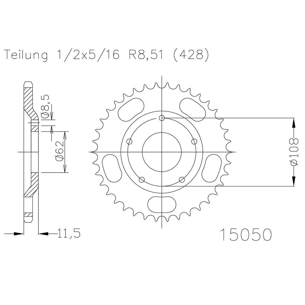 AFAM Kettensatz für Sachs / SFM-Bikes X-Road 125 05-06 428 R1G Kettenkit