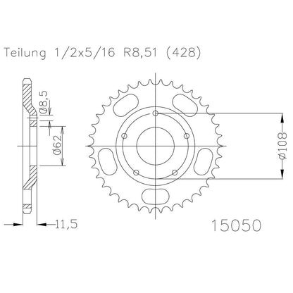 AFAM Kettensatz für Sachs / SFM-Bikes XTC 125 Racing 4T 02-07 428 R1G Kettenkit