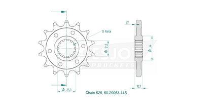 AFAM Kettensatz für Benelli 502 C ABS 19-20 525 XSR2G Kettenkit