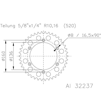 DID Kettensatz für Beta Alp 4.0 07-17 520 NZ Kettenkit