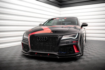 Frontlippe passend für Audi A7 RS7 Look C7 schwarz Hochglanz