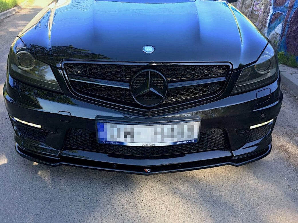 Frontlippe passend für Mercedes C63 AMG Limousine / Kombi W204 FL / S204 FL schwarz Hochglanz