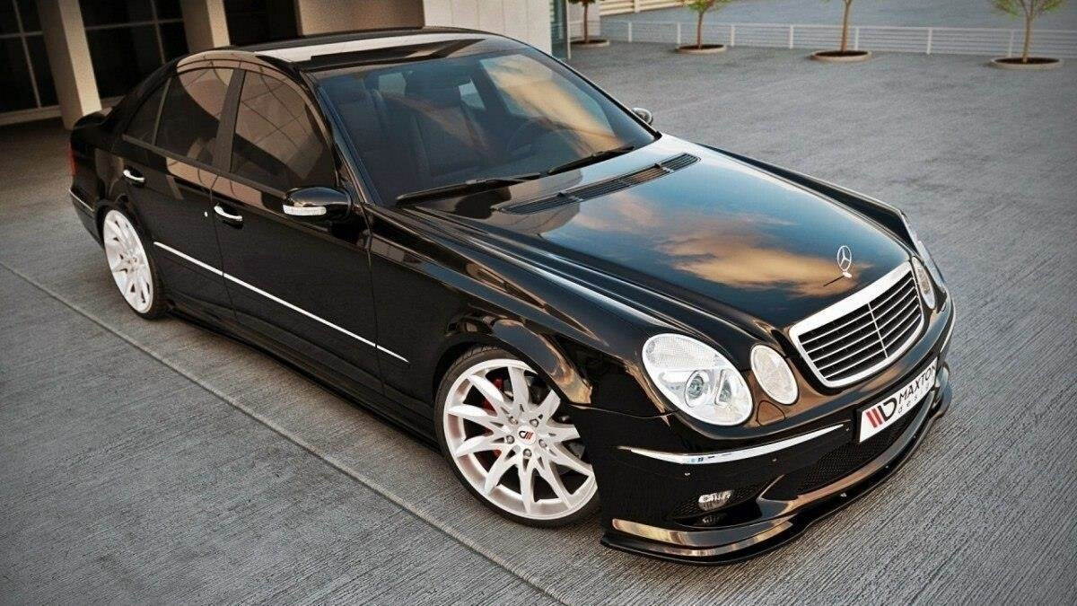 Frontlippe passend für Mercedes E W211 AMG vor FL schwarz Hochglanz