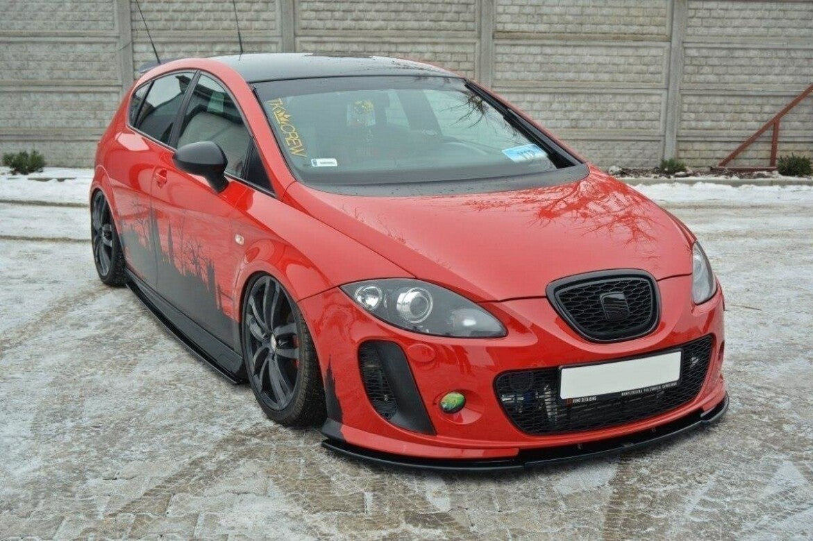 Frontlippe passend für Seat Leon II MS Design schwarz Hochglanz