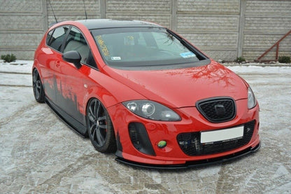 Frontlippe passend für Seat Leon II MS Design schwarz Hochglanz