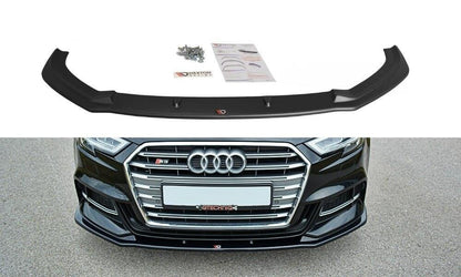 Frontlippe V.1 passend für Audi S3 / A3 S-Line Hatchback / Sportback 8V FL schwarz Hochglanz
