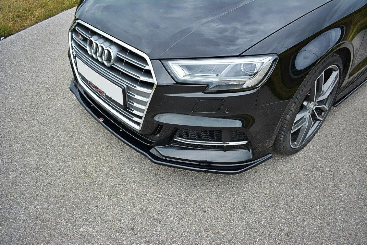 Frontlippe V.1 passend für Audi S3 / A3 S-Line Hatchback / Sportback 8V FL schwarz Hochglanz