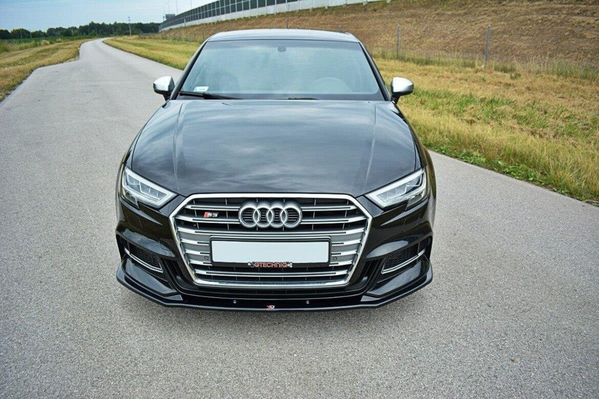 Frontlippe V.1 passend für Audi S3 / A3 S-Line Hatchback / Sportback 8V FL schwarz Hochglanz